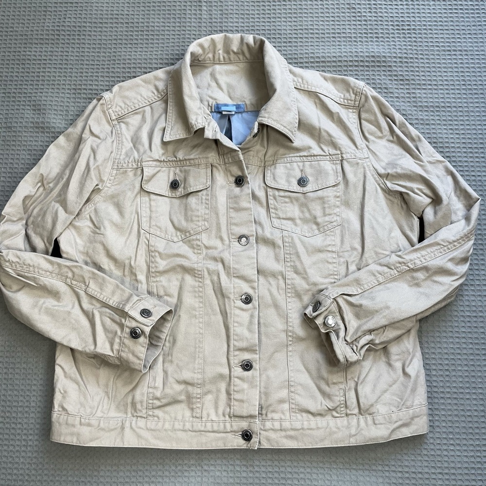 Duluth Trading Canvas Trucker Jacket XL Womens Khaki 100% Cotton